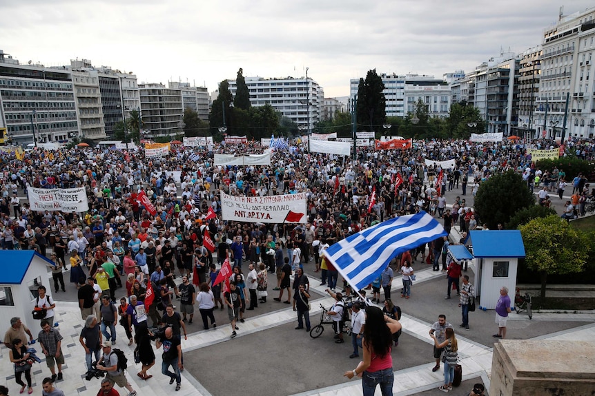 Anti-austerity protesters in Athens