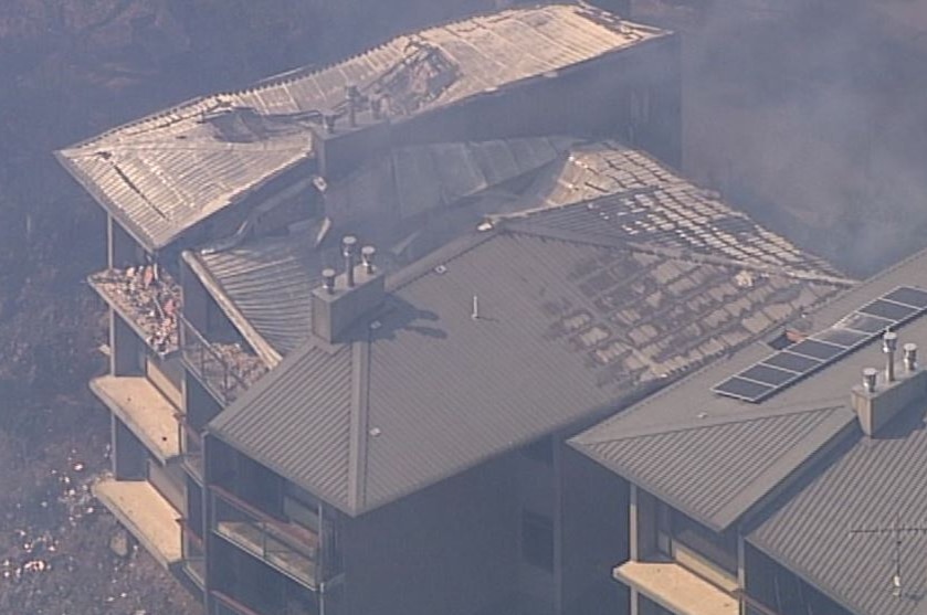 Binna Burra sky lodge burnt out by bushfire.