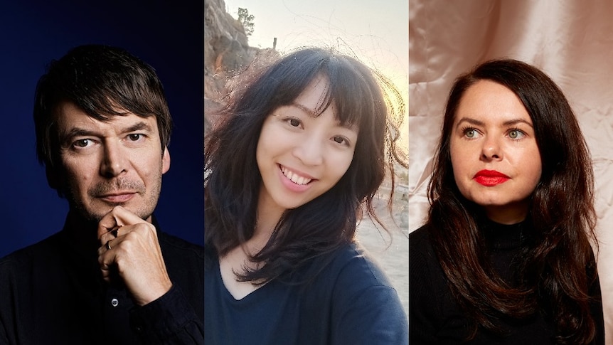 Author headshots left to right: Ian Rankin, Clarissa Goenawan and Victoria Hannan