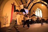 Cirque Alfonse perform in the Church of the Trinity in Adelaide