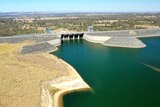 A drone shot of the Wivenhoe Dam
