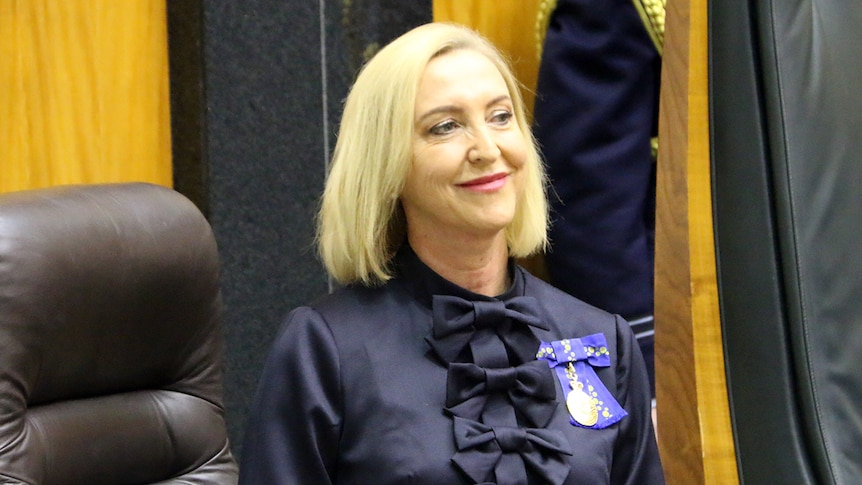 Vicki O'Halloran sits at the swearing-in ceremony where she became NT Administrator.