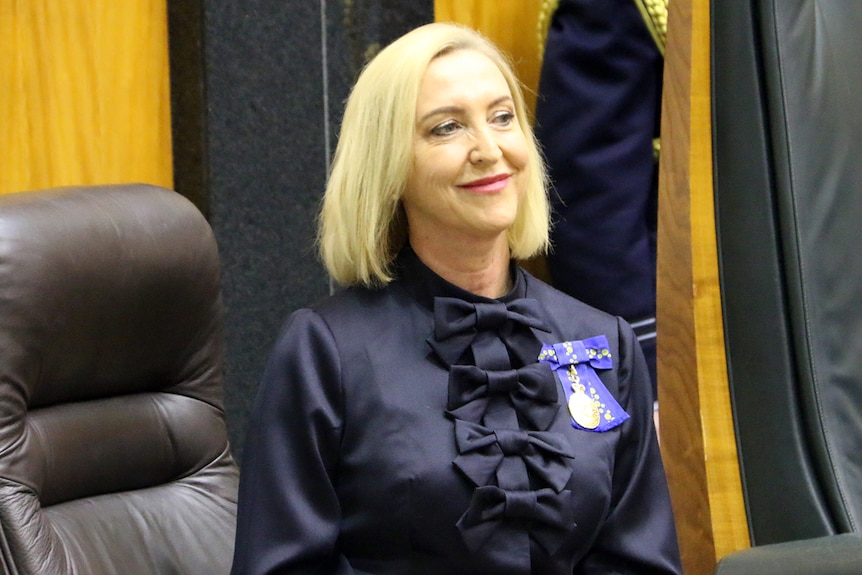 Vicki O'Halloran sits at the swearing-in ceremony where she became NT Administrator.