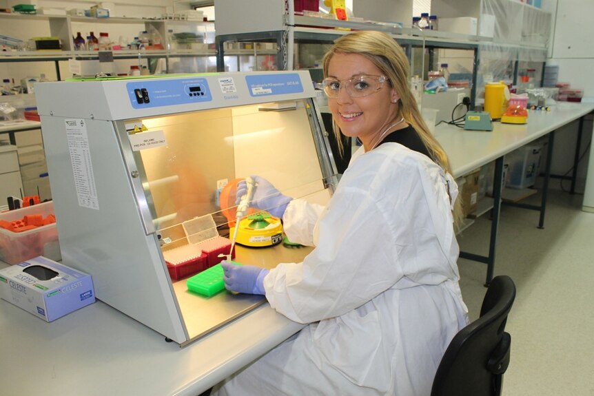 Joanna Kristoffersen standing in the laboratory.