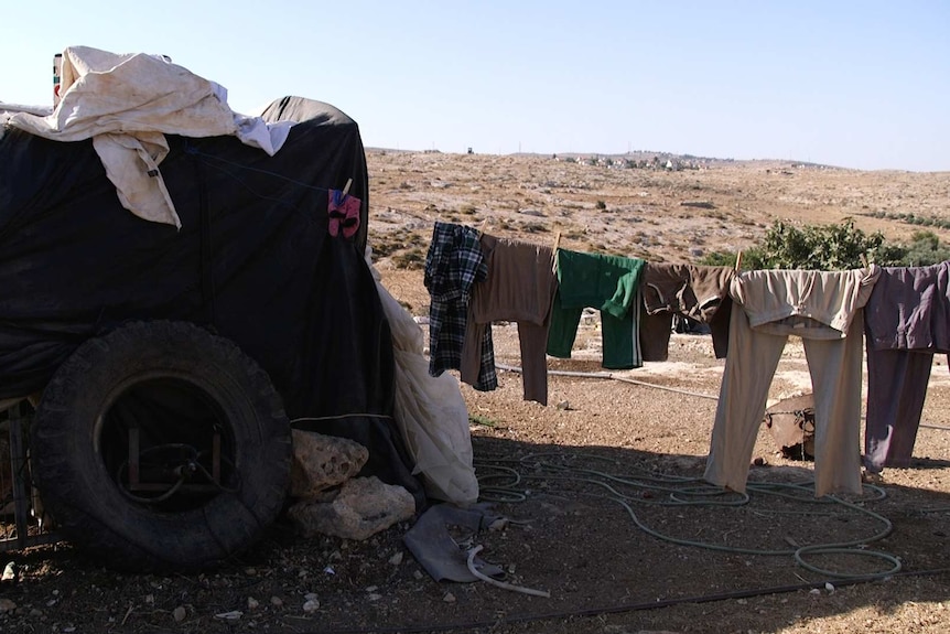 Clothes hanging at Susiya village