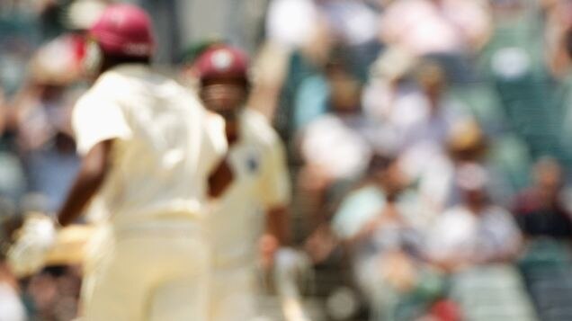 Ponting watches helplessly as the Windies edge closer to the target.