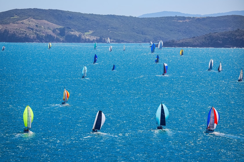 Yachts in the blue water of the Whitsundays