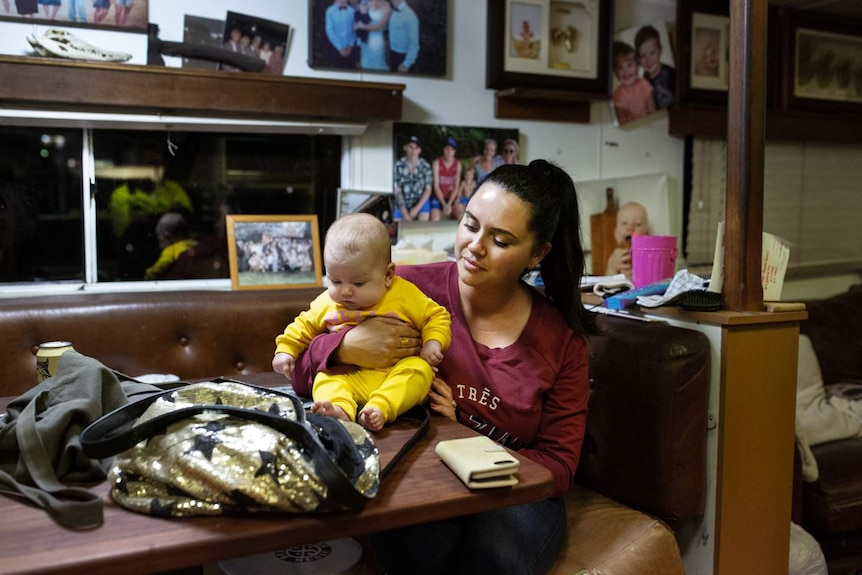 Kylie Leach with her three-month-old daughter Ruby Short