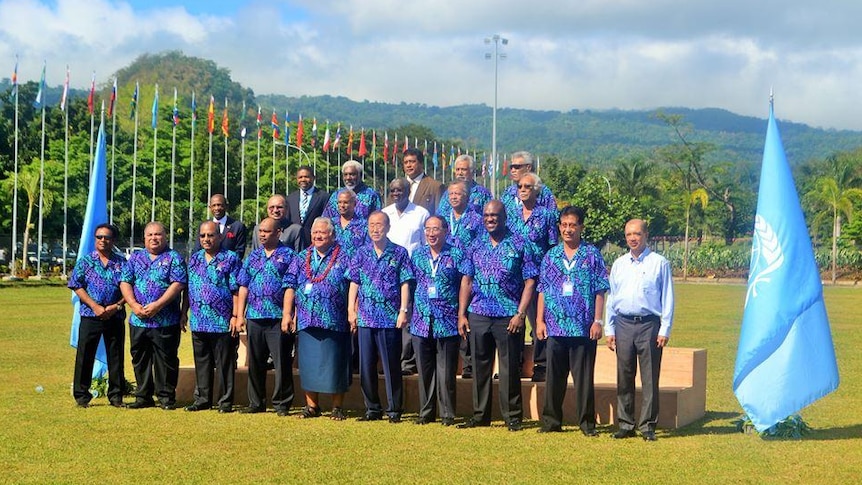 UN secretary-general Ban Ki-moon with Pacific leaders