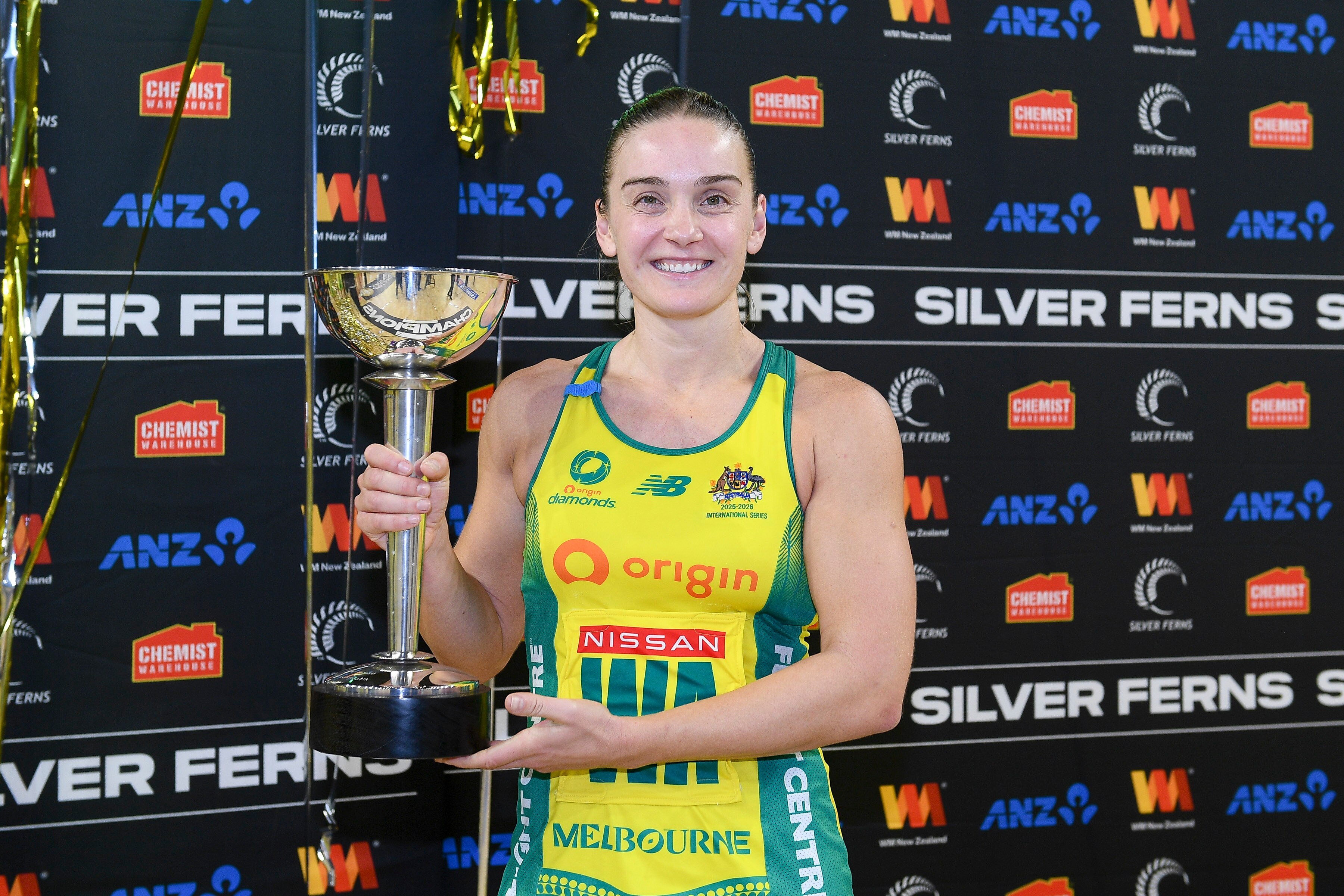 Liz Watson celebrates with the Constellation Cup.
