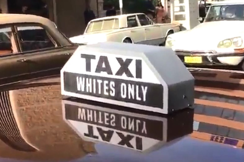 Whites Only taxi sign replica from apartheid era