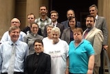 Uniting Justice national director Elenie Poulos (front) and Sydney parishioners.