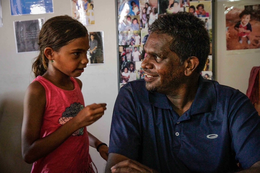 Alphonse Balacky and daughter Virginia Balacky sit at the dinner table,