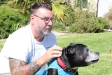 David Cantley and his assistance dog Buddy, April 2019