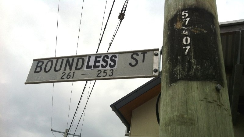 Boundary Street signs throughout West End are being changed to read Boundless Street.