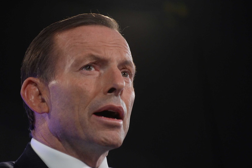 Opposition Leader Tony Abbott speaking at the National Press Club in Canberra.