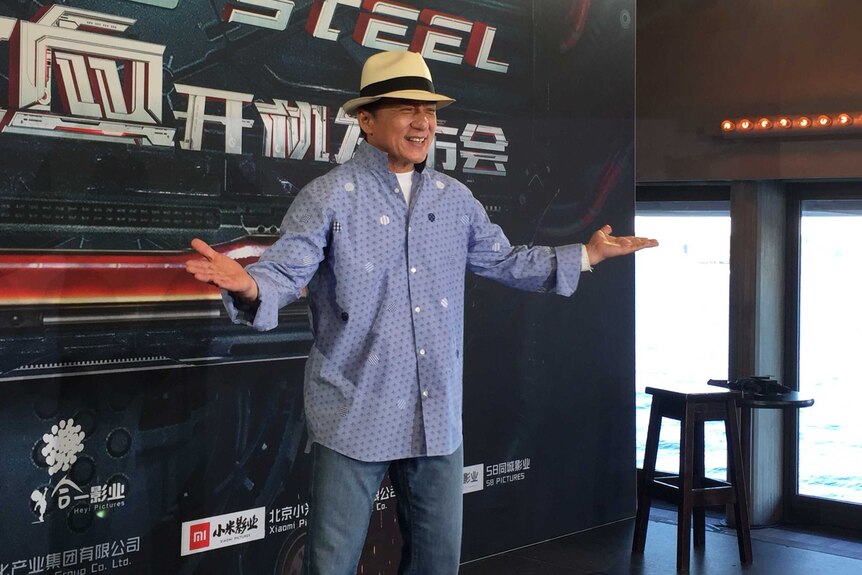 Jackie Chan in Sydney for a Bleeding Steel press junket at the Sydney Opera House in 2016.
