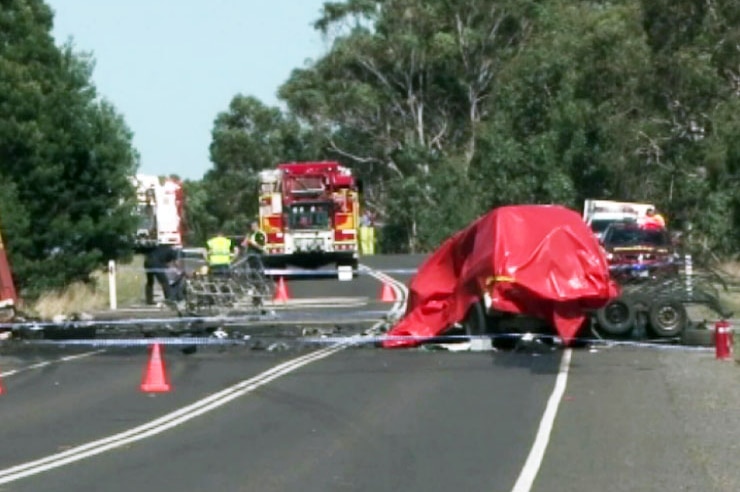 Scene of a fatal crash on the Glenelg Highway at Tarrington Victoria.