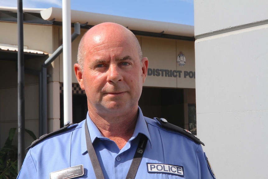 Inspector Ricky Chadwick from Karratha District office stands out the front of the police station on a sunny day