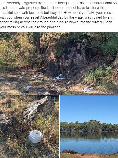 text Facebook post disgruntled with littering at dam site