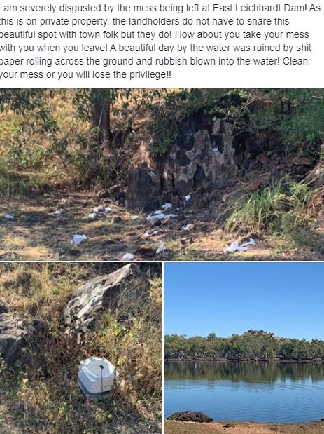 text Facebook post disgruntled with littering at dam site