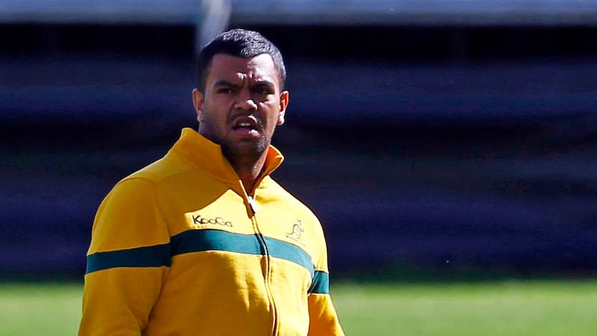 Kurtley Beale stretches at training