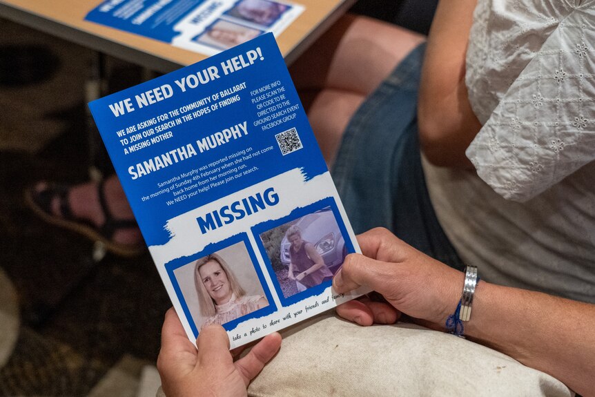 A flyer of missing woman Samantha Murphy 
