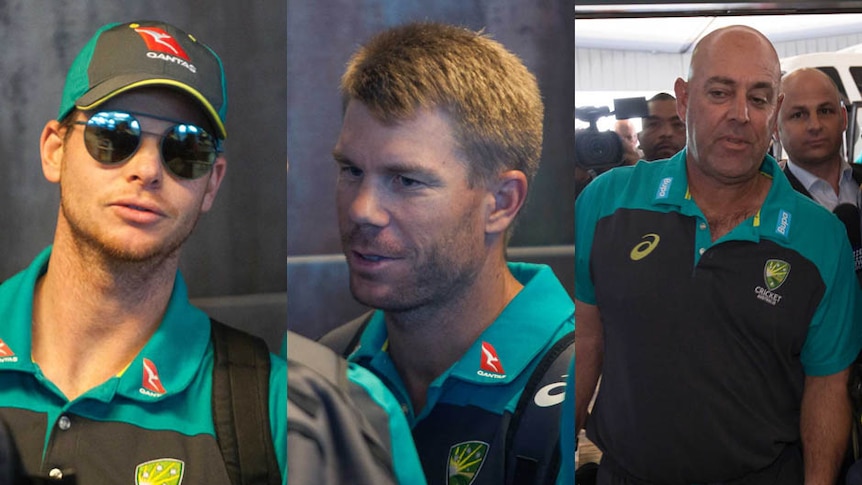 Composite of Steve Smith, David Warner and Darren Lehmann