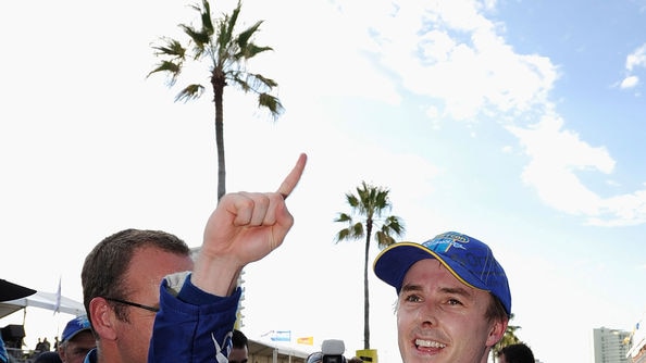 Winning feeling... Mark Winterbottom celebrates after a big weekend on the Gold Coast.
