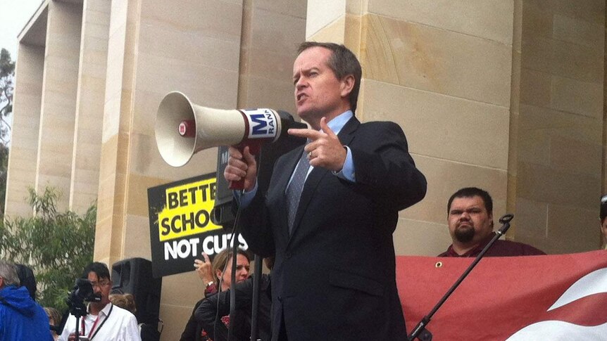 Bill Shorten spoke to education staff at last year's rally and will do so again today.