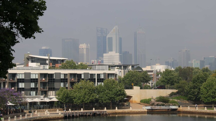 A smoke haze hangs over Perth after a number of bushfires at the weekend.