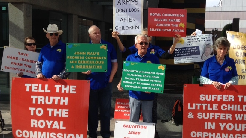 Protesters outside royal commission into child sexual abuse in Adelaide