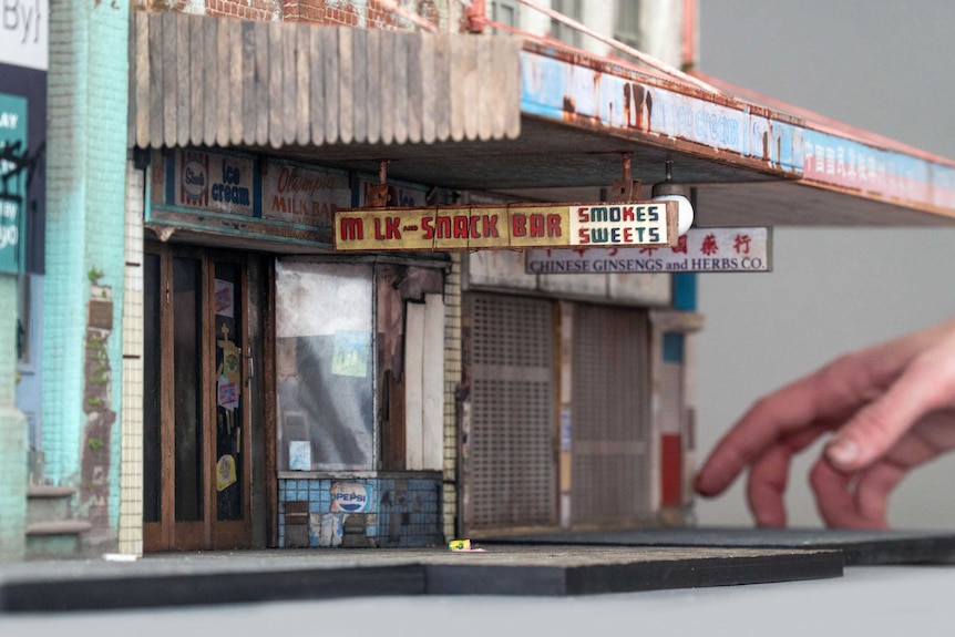 A dropped slushie just millimetres in length can be seen on Joshua Smith's Olympia Milk Bar miniature sculpture.