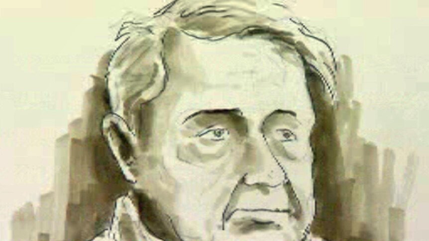A court sketch of Ronald Pennington