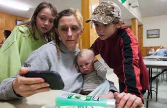 Langton family at relief centre in Washington state