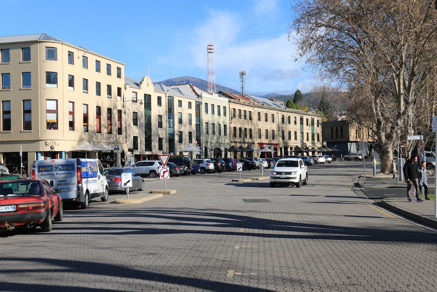 Salamanca Place with Mt Wellington in the background, Hobart. June 3 2015