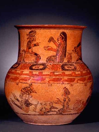 Ancient Mayan vase showing enema scenes
