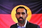 Adam Goodes speaks in Sydney in support of constitutional change for Aboriginal and Torres Strait Islander people.