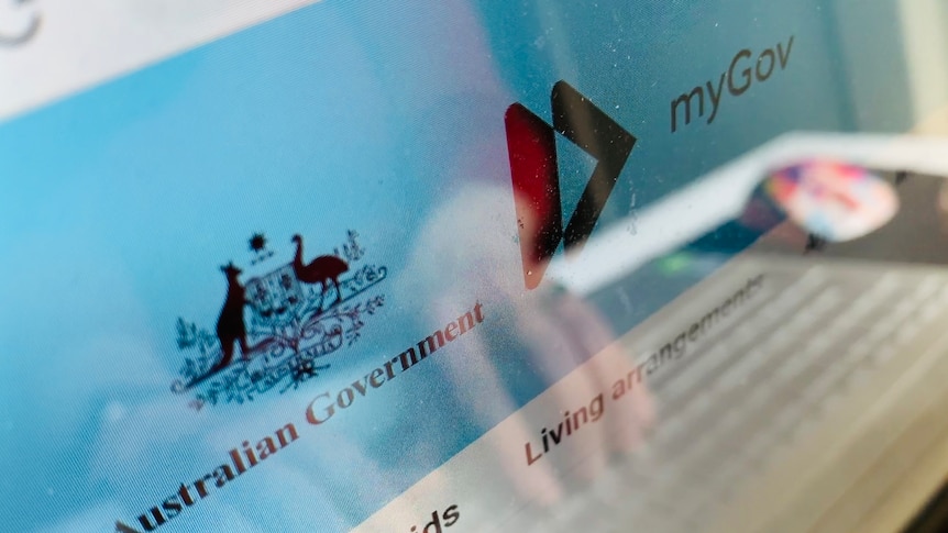 close up of mygov website on a laptop screen