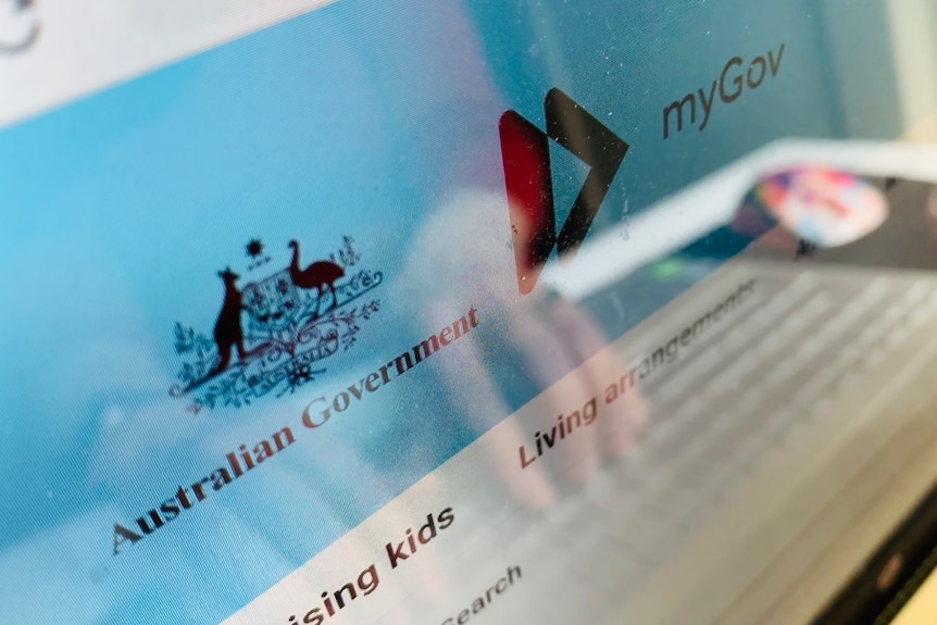 close up of mygov website on a laptop screen