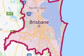 An image of a Queensland Map with Caloundra down to the Northern NSW area and west to Ipswich highlighted