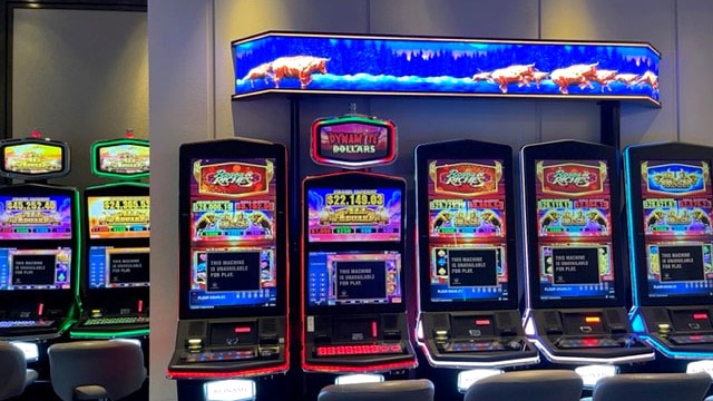 A row of electronic gambling machines