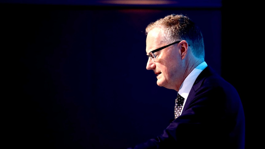Governor of the Reserve Bank of Australia, Philip Lowe at a podium