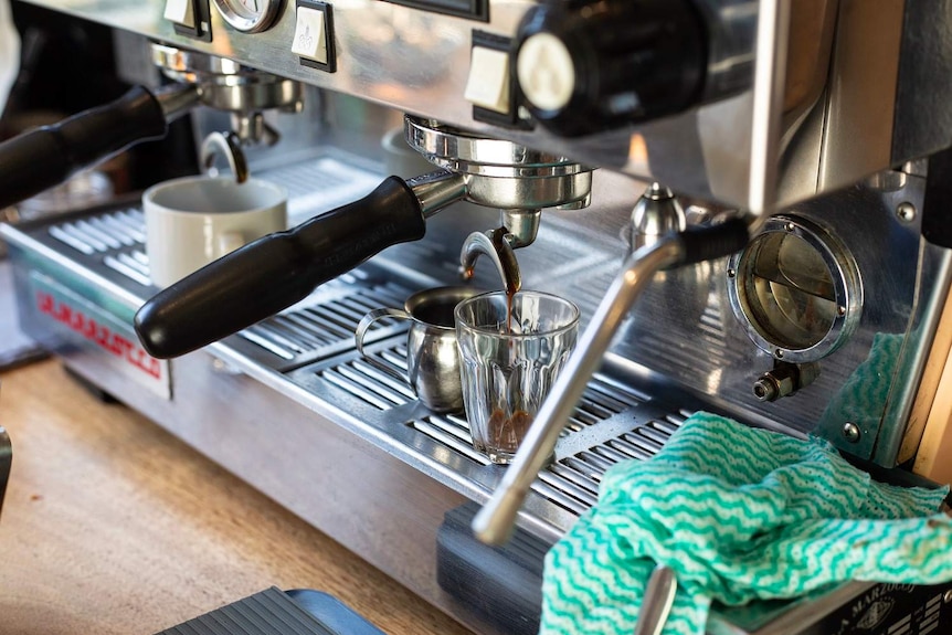 An espresso machine at Jessie's Girl cafe in Brisbane, taken on 24 July, 2018