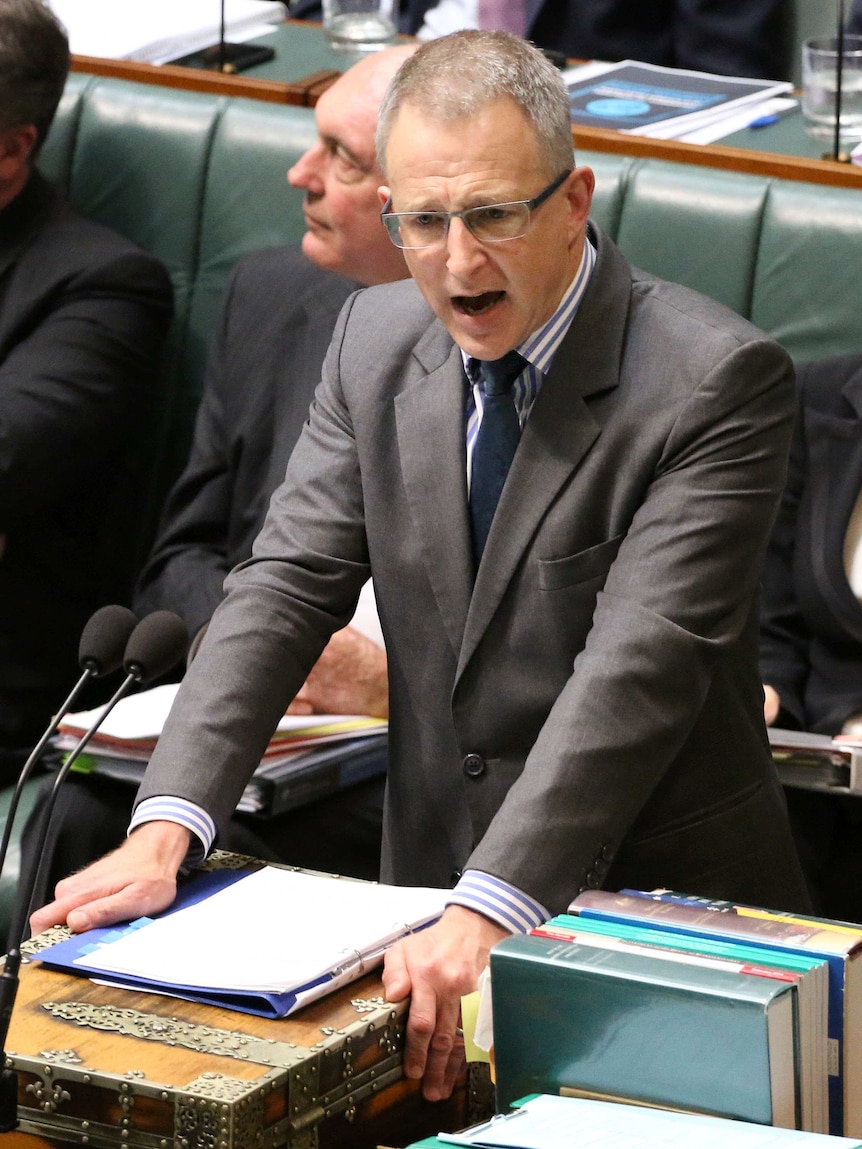 Paul Fletcher speaks at the dispatch box in the House of Representatives.