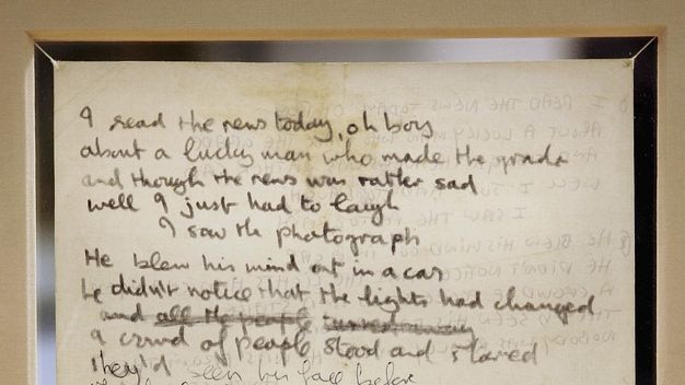 John Lennon's original first draught of the lyrics to the Beatle's 'A Day In The Life'