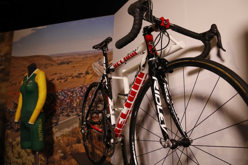 A bicycle mounted as part of the exhibition.