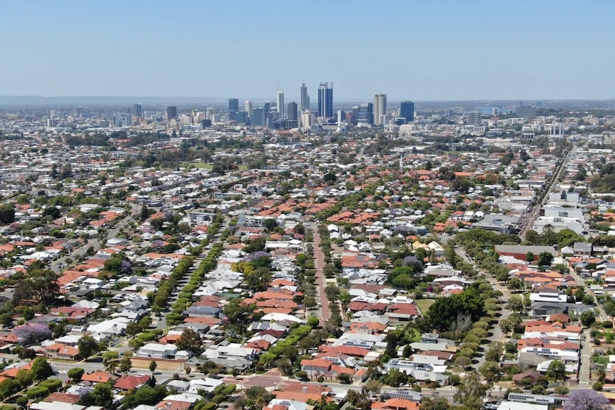 An aerial shot of the inner-city Perth suburb of Mount Hawthorn