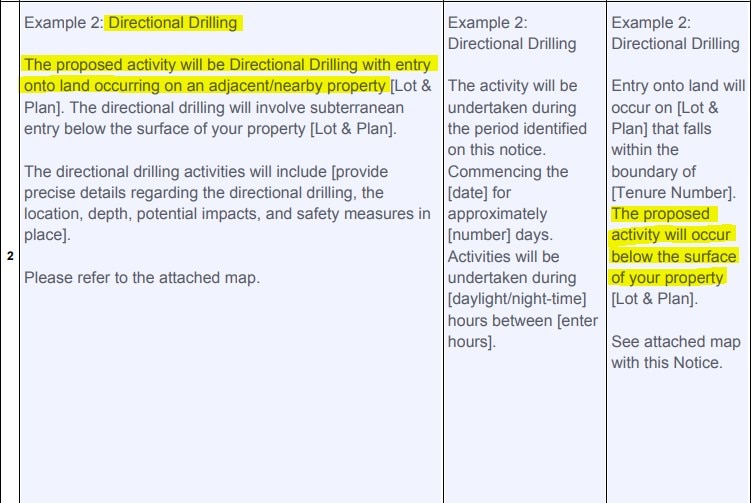 A screen shot of an example of a Notice of Entry form from the Queensland Government. 