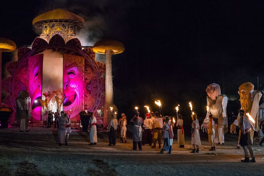 A scene from the fire event at Woodford Folk Festival